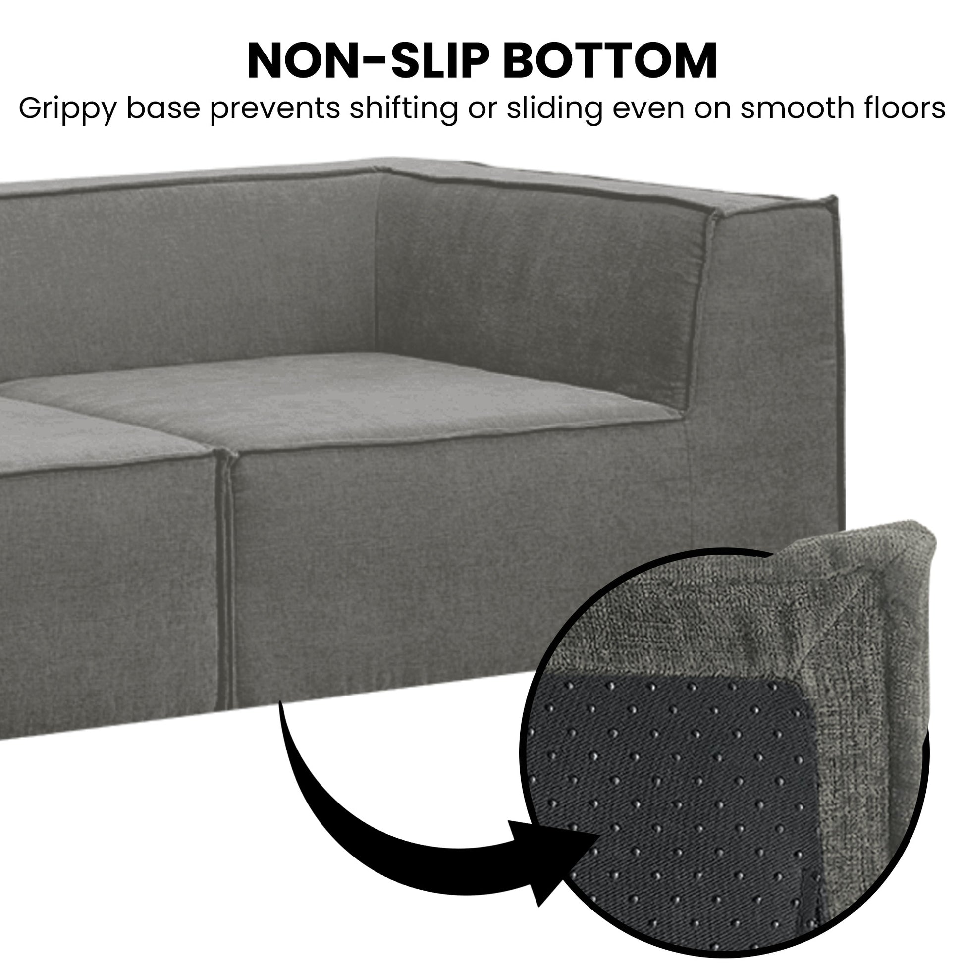 Sarantino Novi 3-Seater Modular Sofa with Ottoman in Grey Non-Slip Bottom Lounge - Image 7