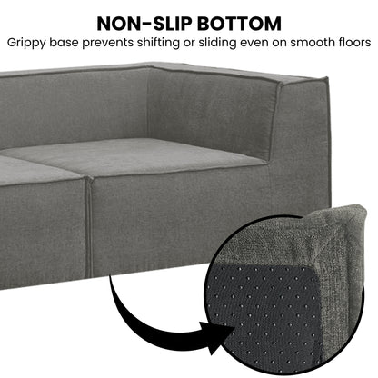 Sarantino Novi 3-Seater Modular Sofa with Ottoman in Grey Non-Slip Bottom Lounge - Image 7