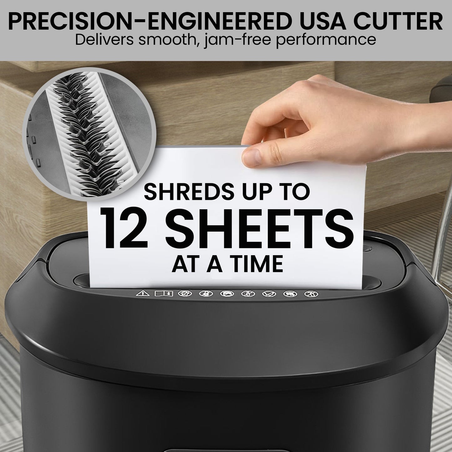 Centurion 25L 12-Sheet Paper Shredder Electric Cross-Cut Home & Office Cutter - Image 9