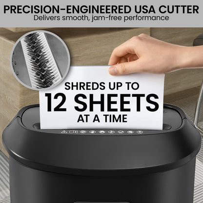 Centurion 25L 12-Sheet Paper Shredder Electric Cross-Cut Home & Office Cutter - Image 9