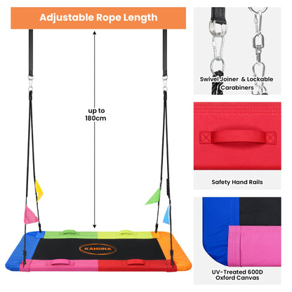 Kahuna Heavy Duty 60 Inch Rectangular Tree Swing With Adjustable 180cm Lifting Ropes Foam Padded Tubes And Full Accessory Kit For Backyard Family Use - Image 8