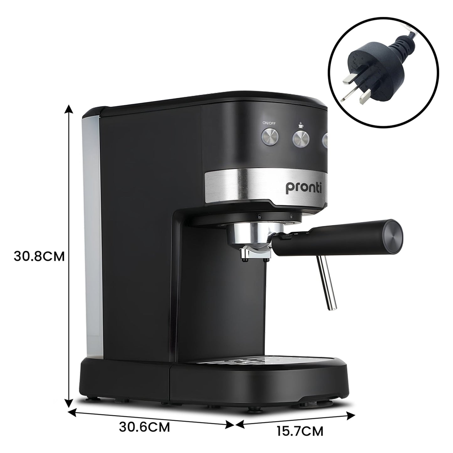 Pronti Breakfast Set with 1.25L Coffee Machine, Silver Noir Toaster & Kettle - Image 6