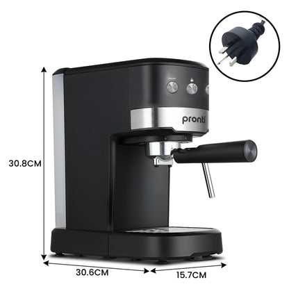 Pronti Breakfast Set with 1.25L Coffee Machine, Silver Noir Toaster & Kettle - Image 6