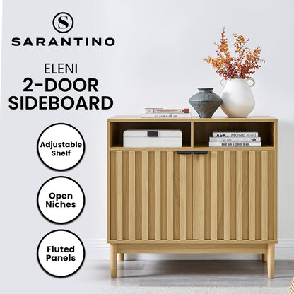Sarantino Eleni 2-Door Sideboard Buffet Hallway Cabinet Storage Console Cupboard in Natural - Image 3