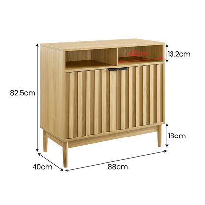 Sarantino Eleni 2-Door Sideboard Buffet Hallway Cabinet Storage Console Cupboard in Natural - Image 4