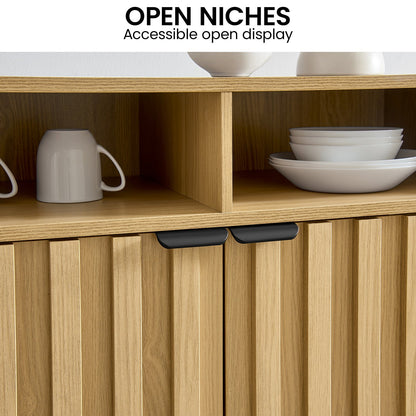 Sarantino Eleni 2-Door Sideboard Buffet Hallway Cabinet Storage Console Cupboard in Natural - Image 7