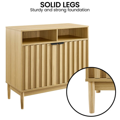 Sarantino Eleni 2-Door Sideboard Buffet Hallway Cabinet Storage Console Cupboard in Natural - Image 8