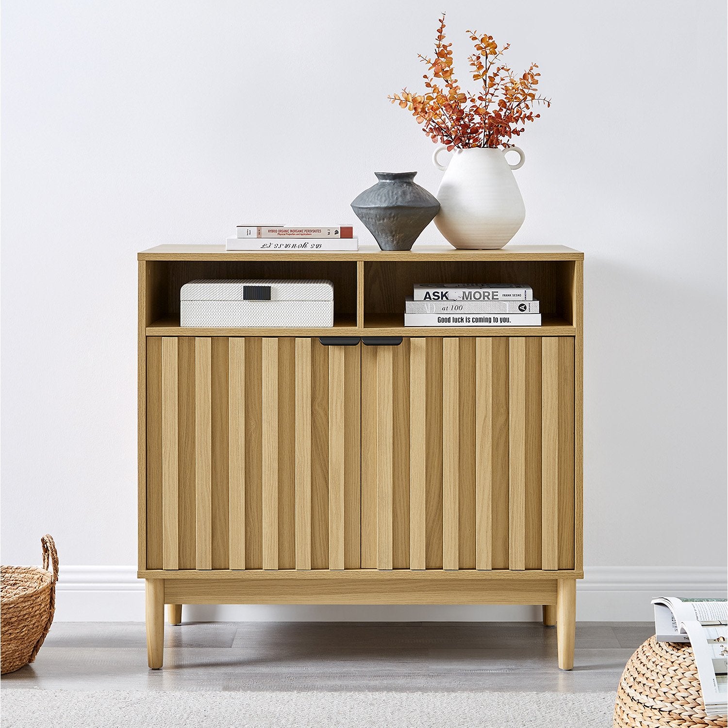 Sarantino Eleni 2-Door Sideboard Buffet Hallway Cabinet Storage Console Cupboard in Natural - Image 9