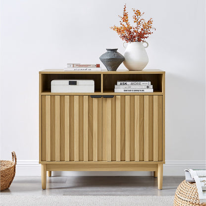 Sarantino Eleni 2-Door Sideboard Buffet Hallway Cabinet Storage Console Cupboard in Natural - Image 9