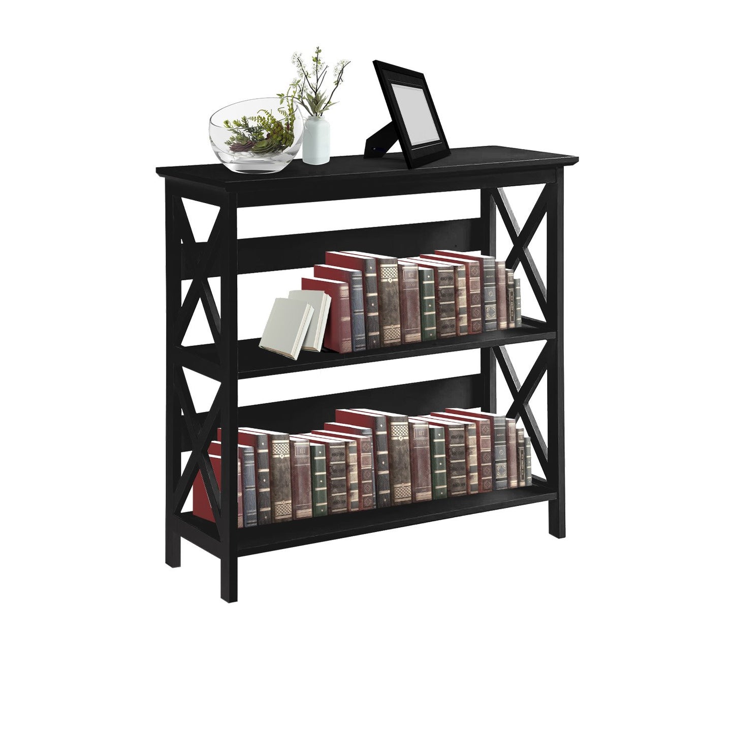 Sarantino Lucas 3-Tier Bookshelf Display Rack in Black - Image 7