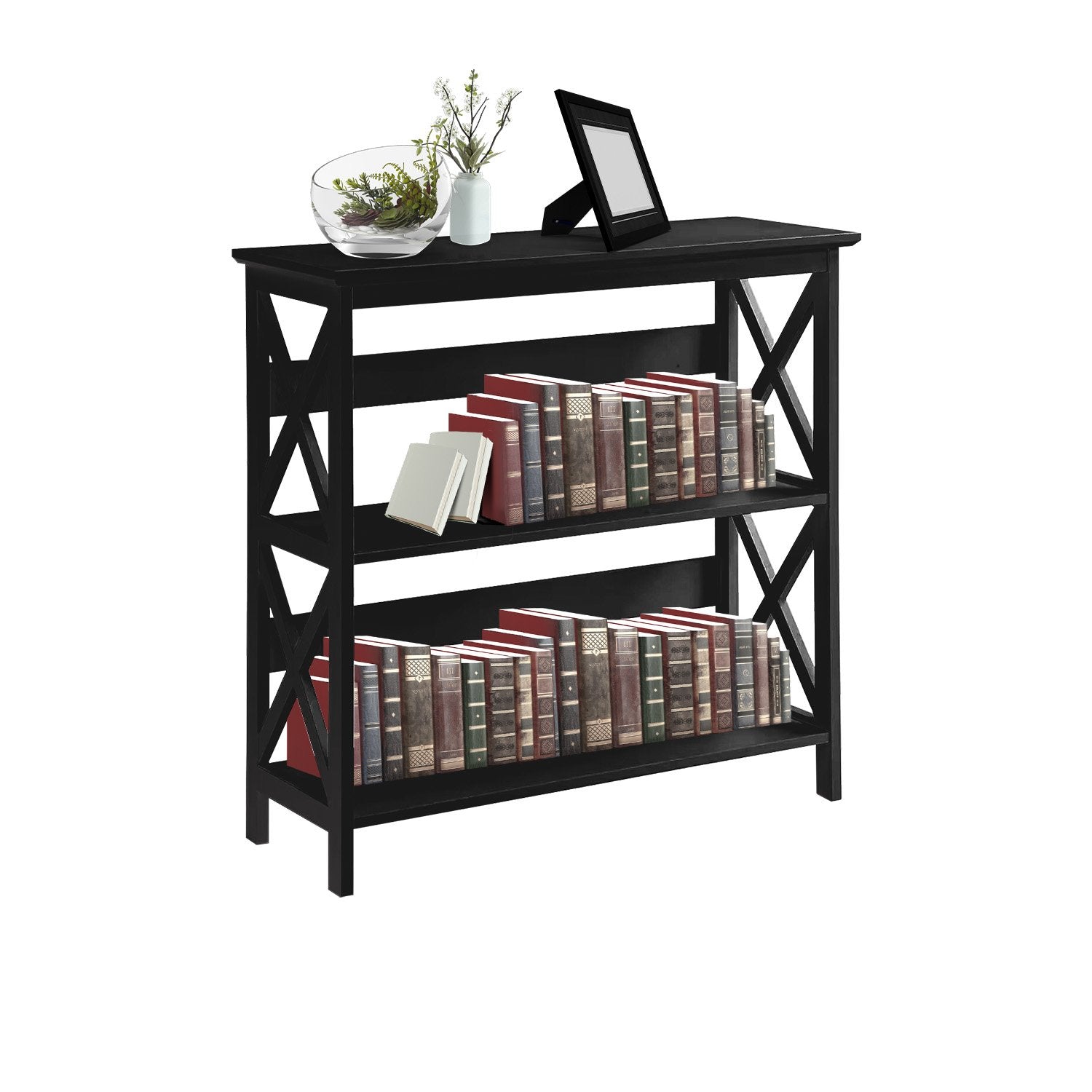 Sarantino Lucas 3-Tier Bookshelf Display Rack in Black - Image 7
