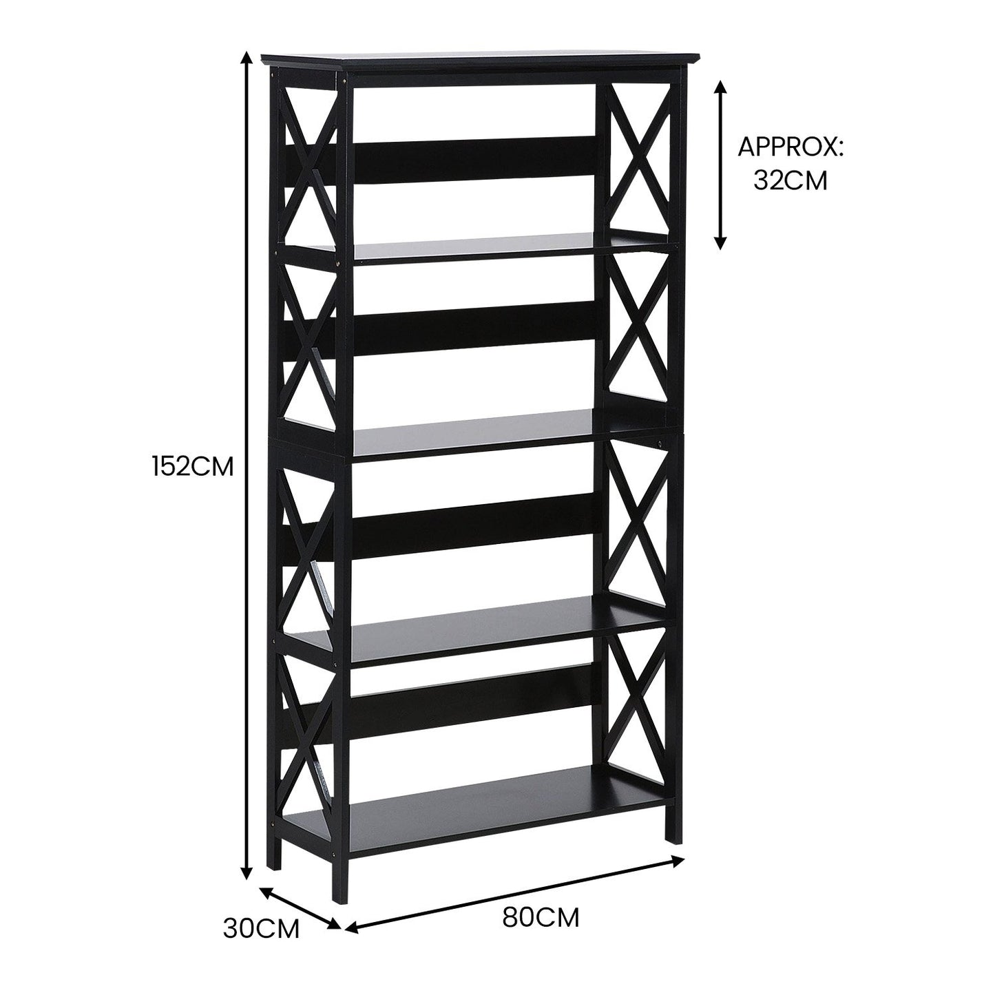 Sarantino Daphne 5-tier Cross Panel Bookshelf - Image 2