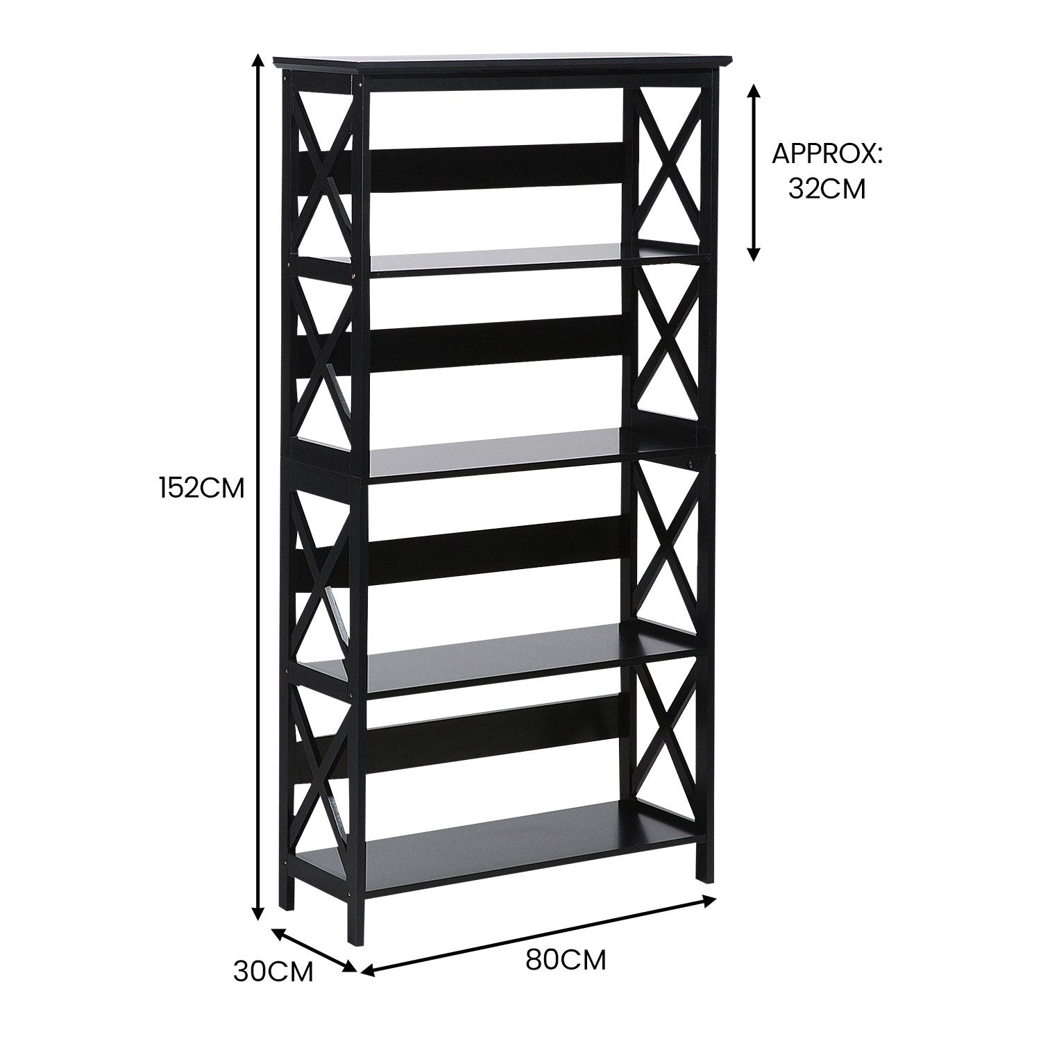 Sarantino Daphne 5-tier Cross Panel Bookshelf - Image 2