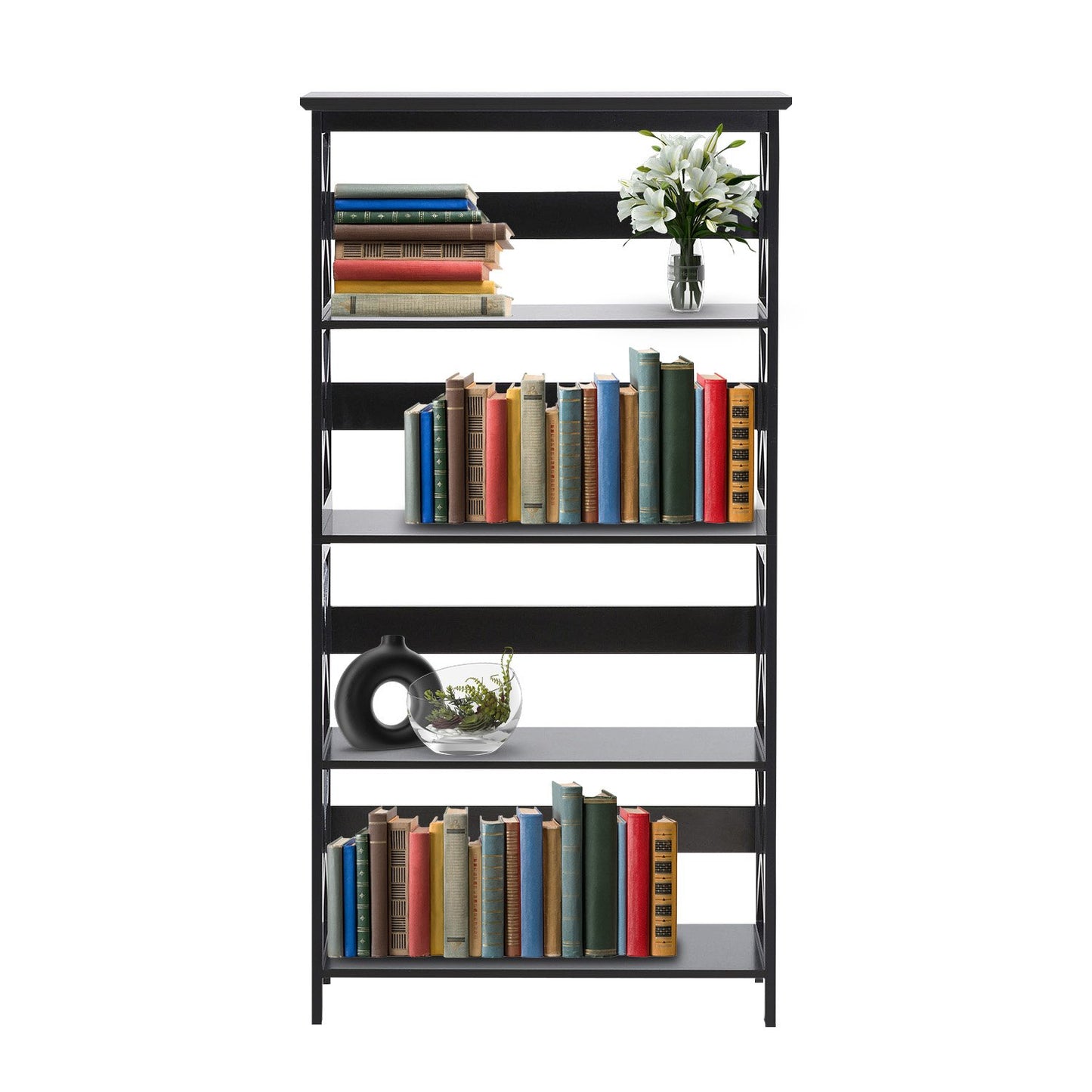 Sarantino Daphne 5-tier Cross Panel Bookshelf - Image 8