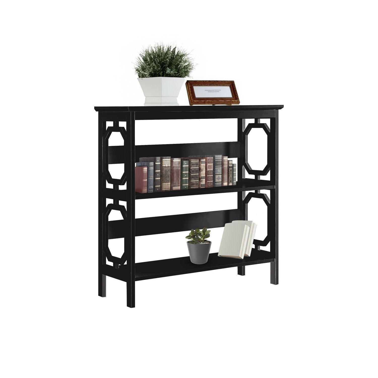 Sarantino Laurel 3-Tier Bookshelf Display Rack in Black - Image 7