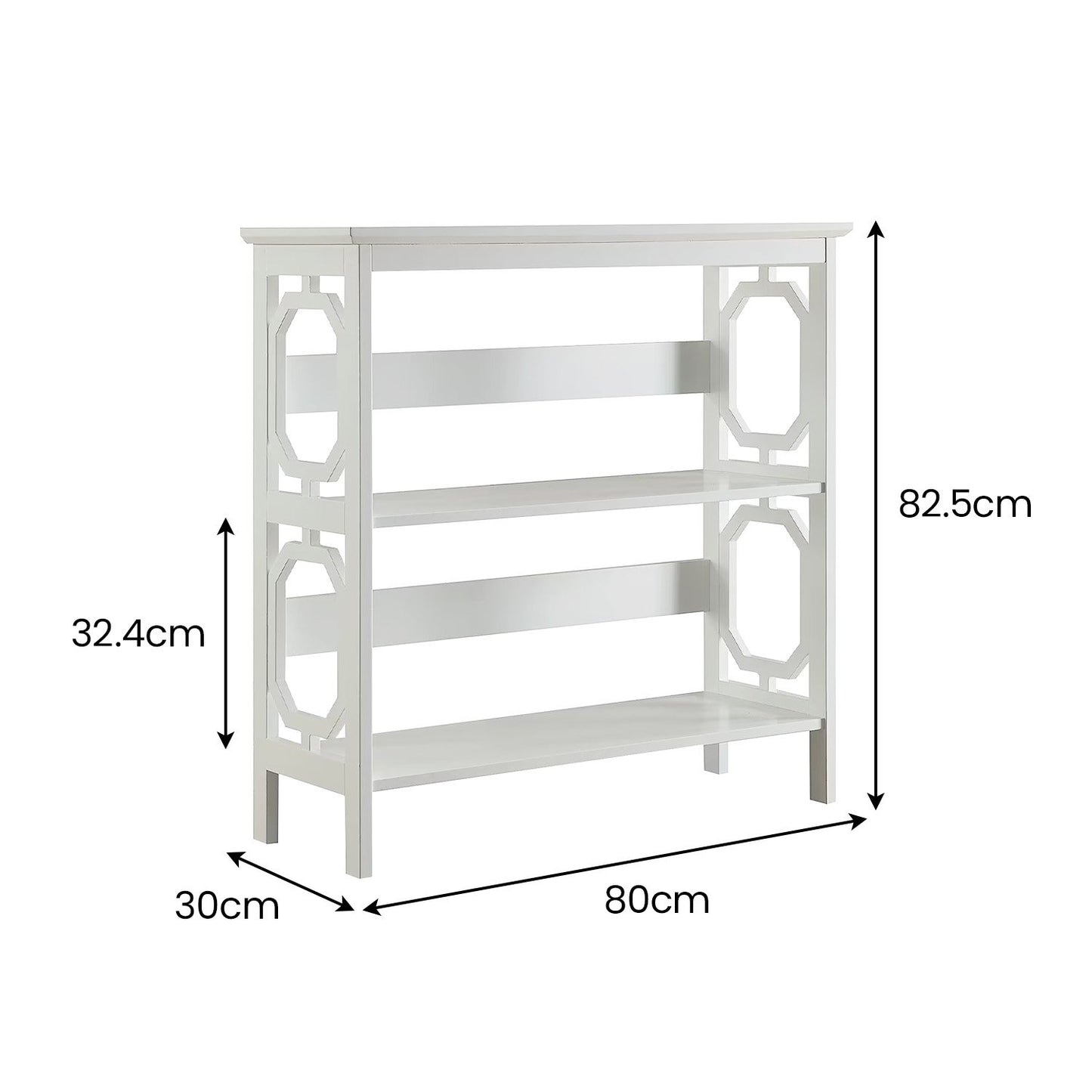 Sarantino Laurel 3-Tier Bookshelf Display Rack in White - Image 2