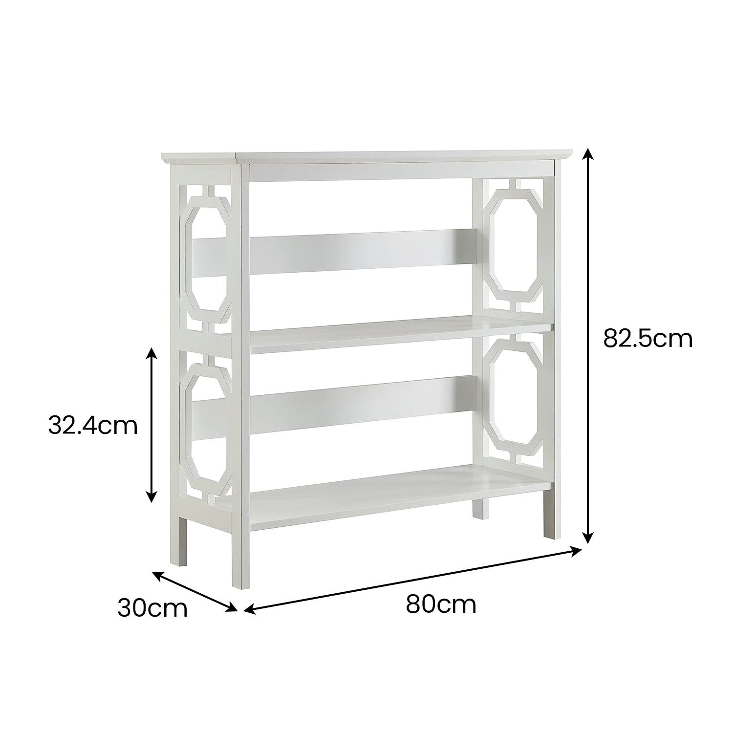 Sarantino Laurel 3-Tier Bookshelf Display Rack in White - Image 2