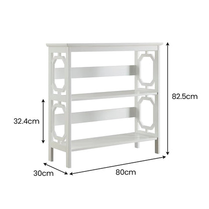Sarantino Laurel 3-Tier Bookshelf Display Rack in White - Image 2