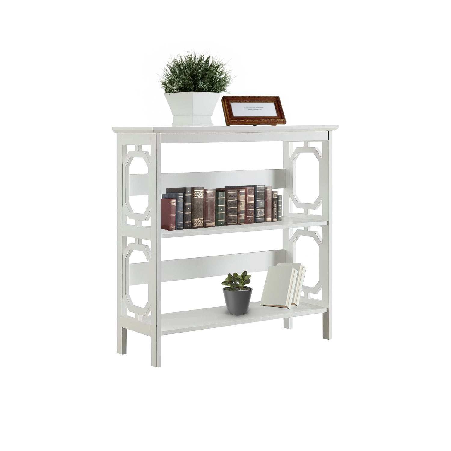 Sarantino Laurel 3-Tier Bookshelf Display Rack in White - Image 7