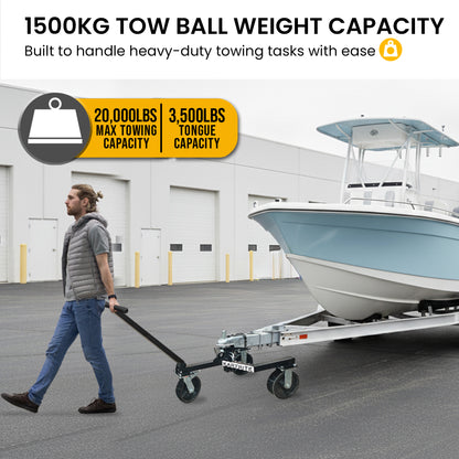Kartrite Trailer Dolly Adjustable 2in Hitch Ball 1500kg Tongue Weight Capacity w/8in Swivel Wheels Steel Trailer Mover - Image 4