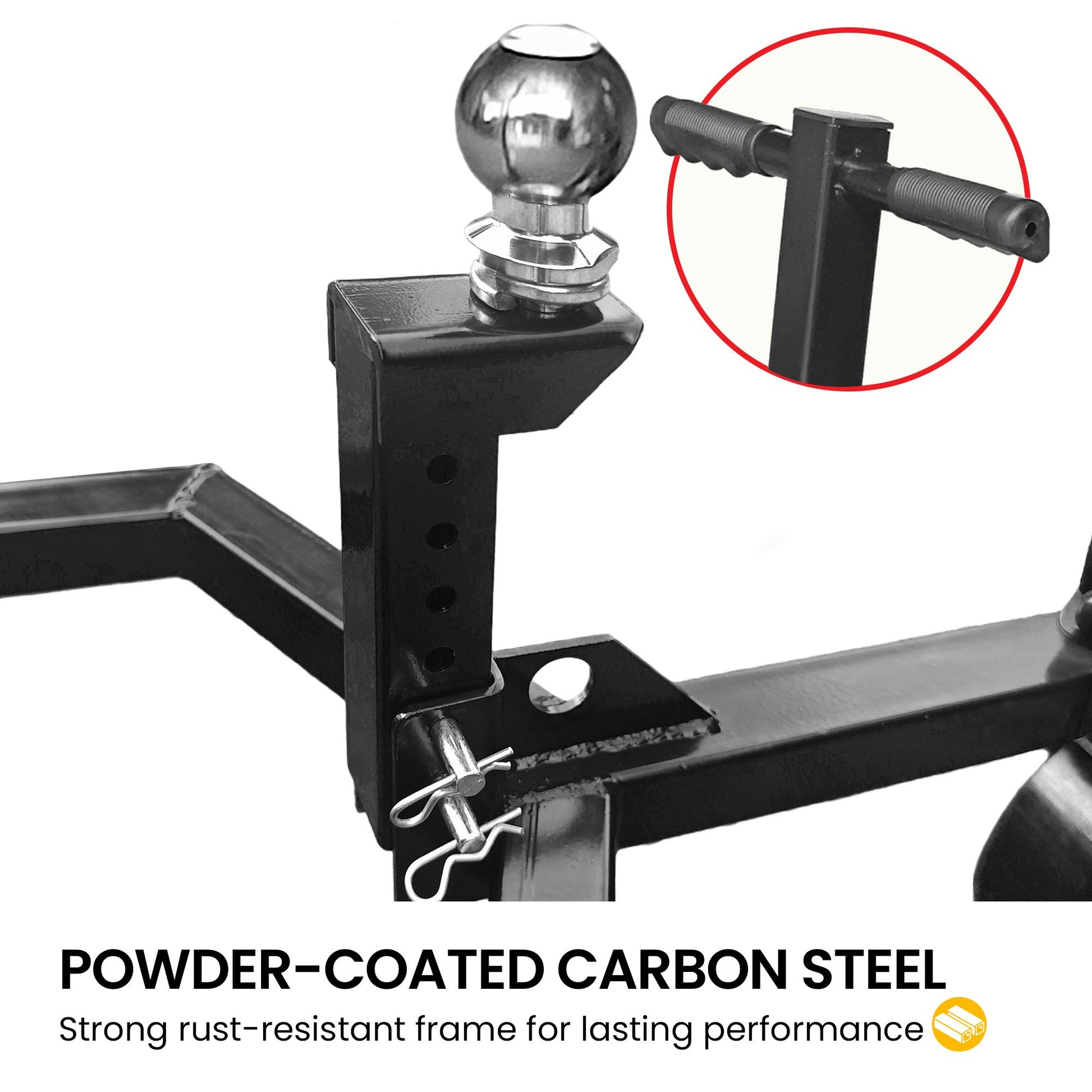 Kartrite Trailer Dolly Adjustable 2in Hitch Ball 1500kg Tongue Weight Capacity w/8in Swivel Wheels Steel Trailer Mover - Image 5