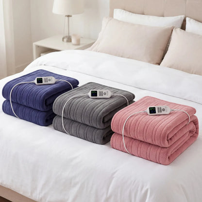 Laura Hill XL Electric Heated Blanket Throw Soft Coral Fleece with 10 Heat Settings - Blue - Image 8