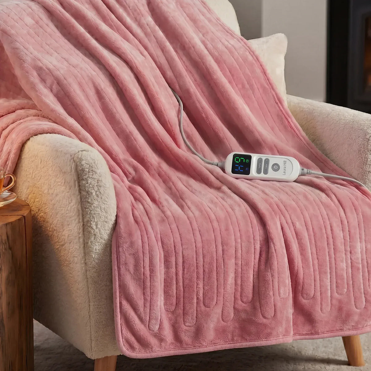 Laura Hill Xl Electric Heated Blanket Throw Soft Coral Fleece With 10 Heat Settings - Pink - Image 7