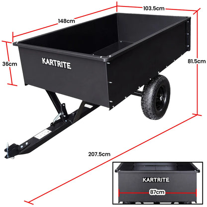 Kartrite 816kg Heavy-Duty Steel Dump Cart with Quick-Release Dumping Handle - Image 3