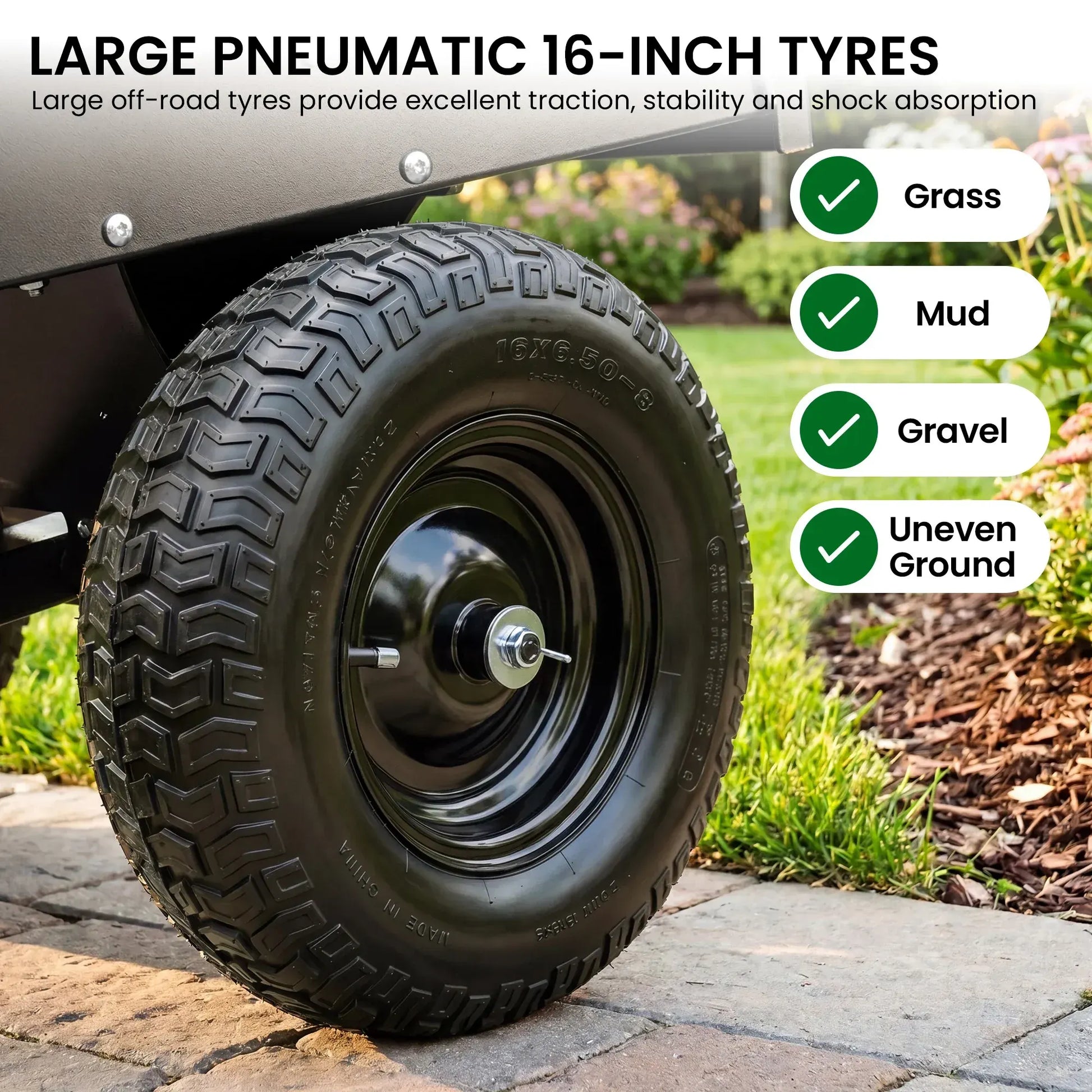 Kartrite 816kg Heavy-Duty Steel Dump Cart with Quick-Release Dumping Handle - Image 7