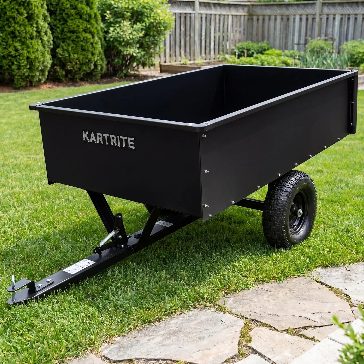 Kartrite 816kg Heavy-Duty Steel Dump Cart with Quick-Release Dumping Handle - Image 9
