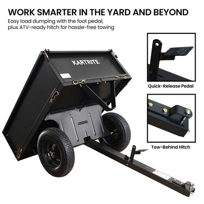Kartrite Heavy Duty Dump Cart 270kg Capacity Pneumatic Tyres Quick Release Pedal Removable Tailgate Trailer for Garden - Image 5