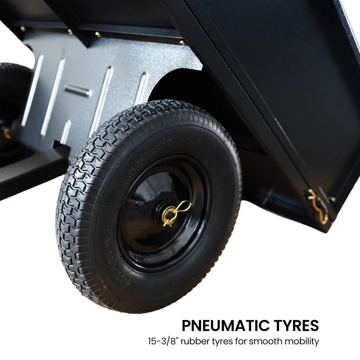 Kartrite Heavy Duty Dump Cart 270kg Capacity Pneumatic Tyres Quick Release Pedal Removable Tailgate Trailer for Garden - Image 6