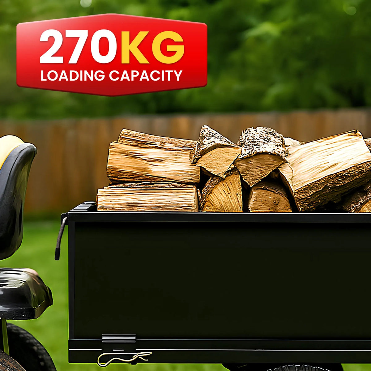 Kartrite Heavy Duty Dump Cart 270kg Capacity Pneumatic Tyres Quick Release Pedal Removable Tailgate Trailer for Garden - Image 8