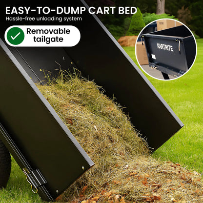 Kartrite Heavy Duty Dump Cart 270kg Capacity Pneumatic Tyres Quick Release Pedal Removable Tailgate Trailer for Garden - Image 9