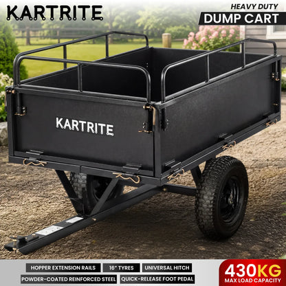 Kartrite 430kg Heavy Duty Steel Dump Cart with Foot Pedal Dumping System - Image 2