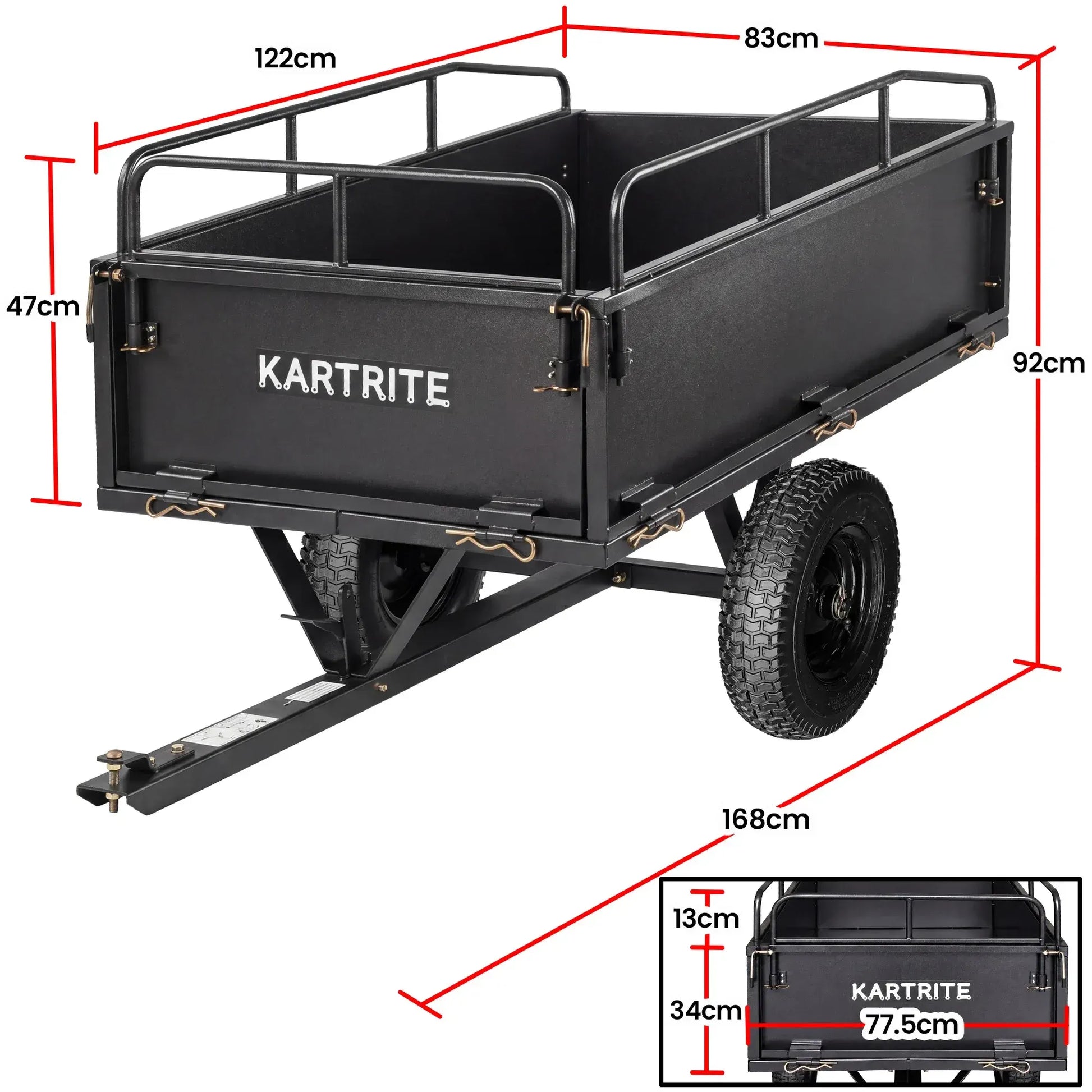 Kartrite 430kg Heavy Duty Steel Dump Cart with Foot Pedal Dumping System - Image 3