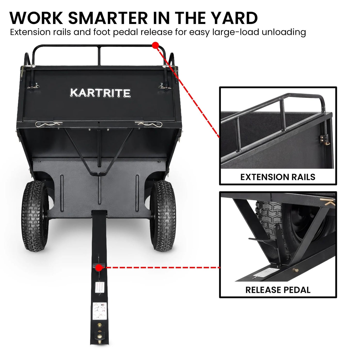 Kartrite 430kg Heavy Duty Steel Dump Cart with Foot Pedal Dumping System - Image 5