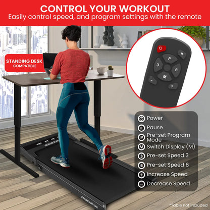 Powertrain K500 Walking Pad Treadmill 2 in 1 Foldable Walking & Running Machine w/2.5HP Motor Dual LED Displays 2 Level - Image 8