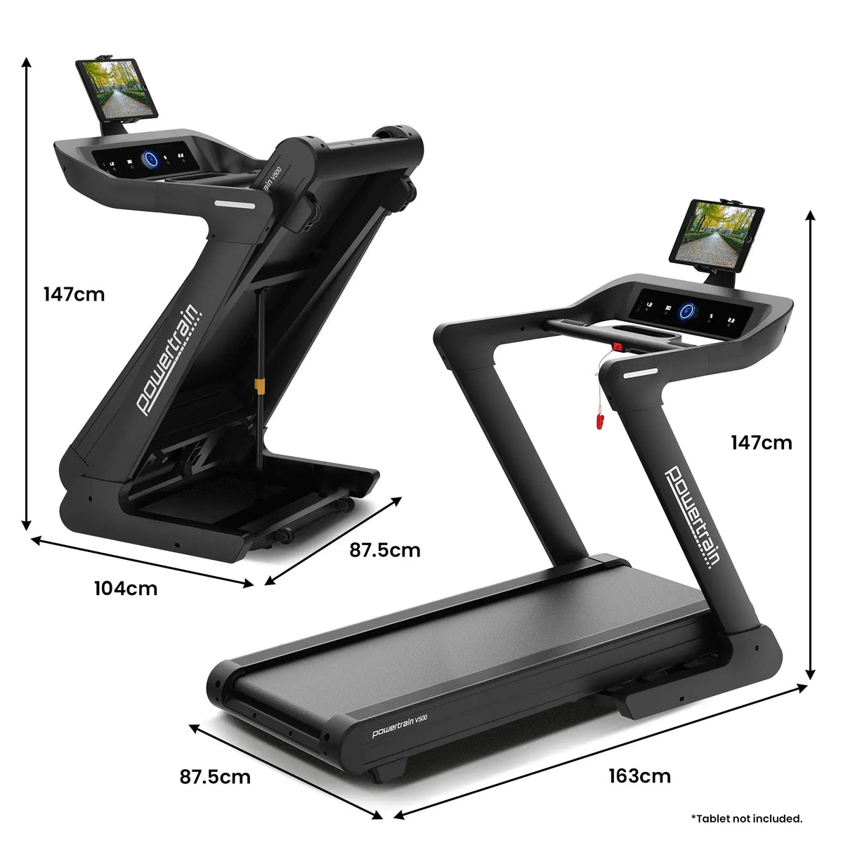 Powertrain V500 3hp Foldable Treadmill Cardio Running Automatic Incline Machine - Image 2
