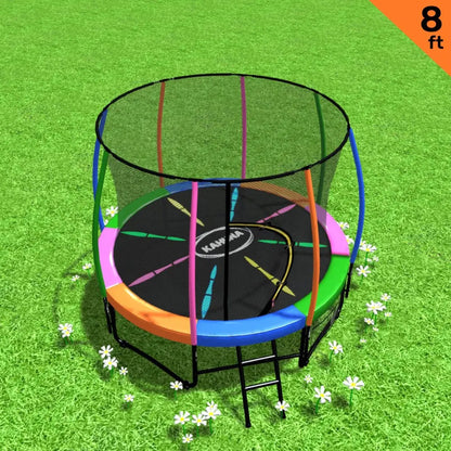 Kahuna 8ft Outdoor Rainbow Trampoline For Kids And Children Suited For Fitness Exercise Gymnastics With Safety Enclosure - Image 2