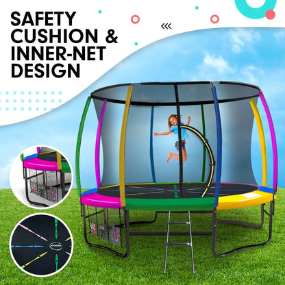 Kahuna 8ft Outdoor Rainbow Trampoline For Kids And Children Suited For Fitness Exercise Gymnastics With Safety Enclosure - Image 4