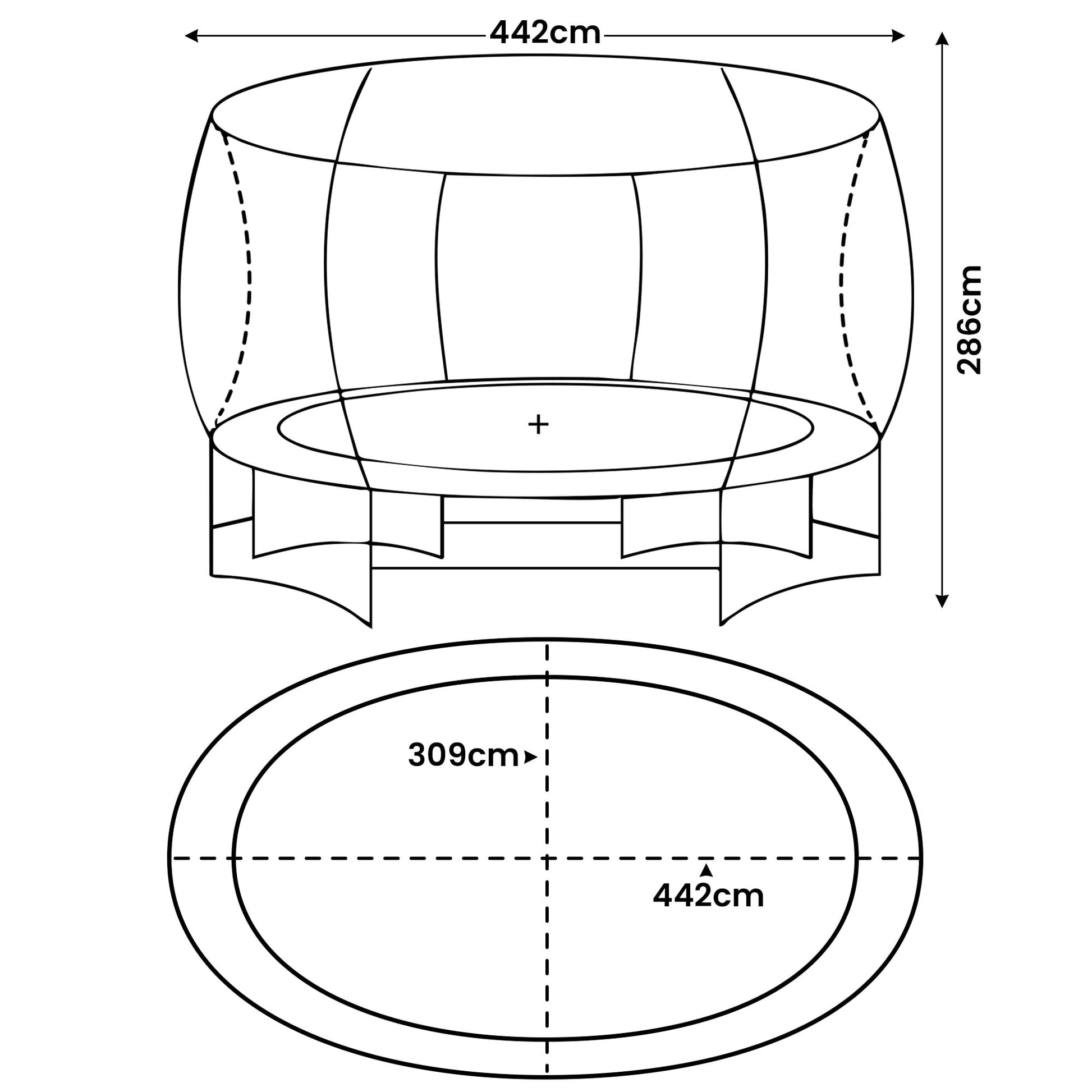 Kahuna 10 ft x 15 ft Oval Outdoor Trampoline with Reversible Rainbow & Orange Safety Pad Safety Net and Ladder - Image 2