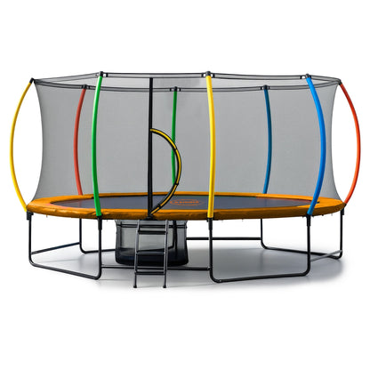 Kahuna 10 ft x 15 ft Oval Outdoor Trampoline with Reversible Rainbow & Orange Safety Pad Safety Net and Ladder - Image 3