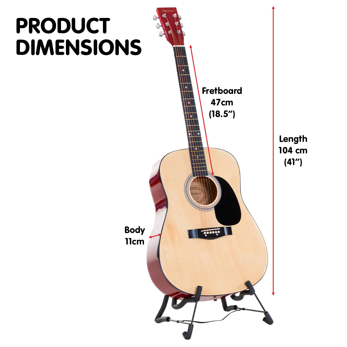 Karrera 41in Acoustic Wooden Guitar String Music Instrument - Image 5