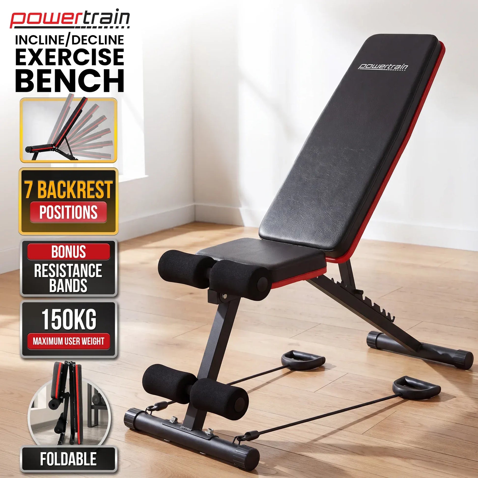 Powertrain Adjustable Weight Bench with Incline Decline And 7 Backrest Positions - Image 2