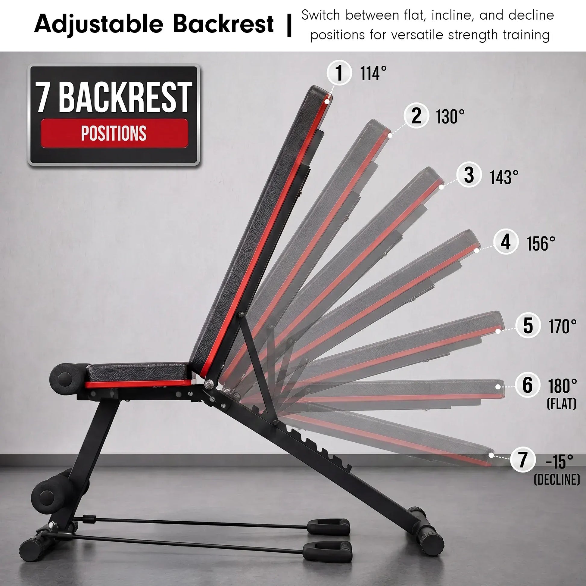 Powertrain Adjustable Weight Bench with Incline Decline And 7 Backrest Positions - Image 6