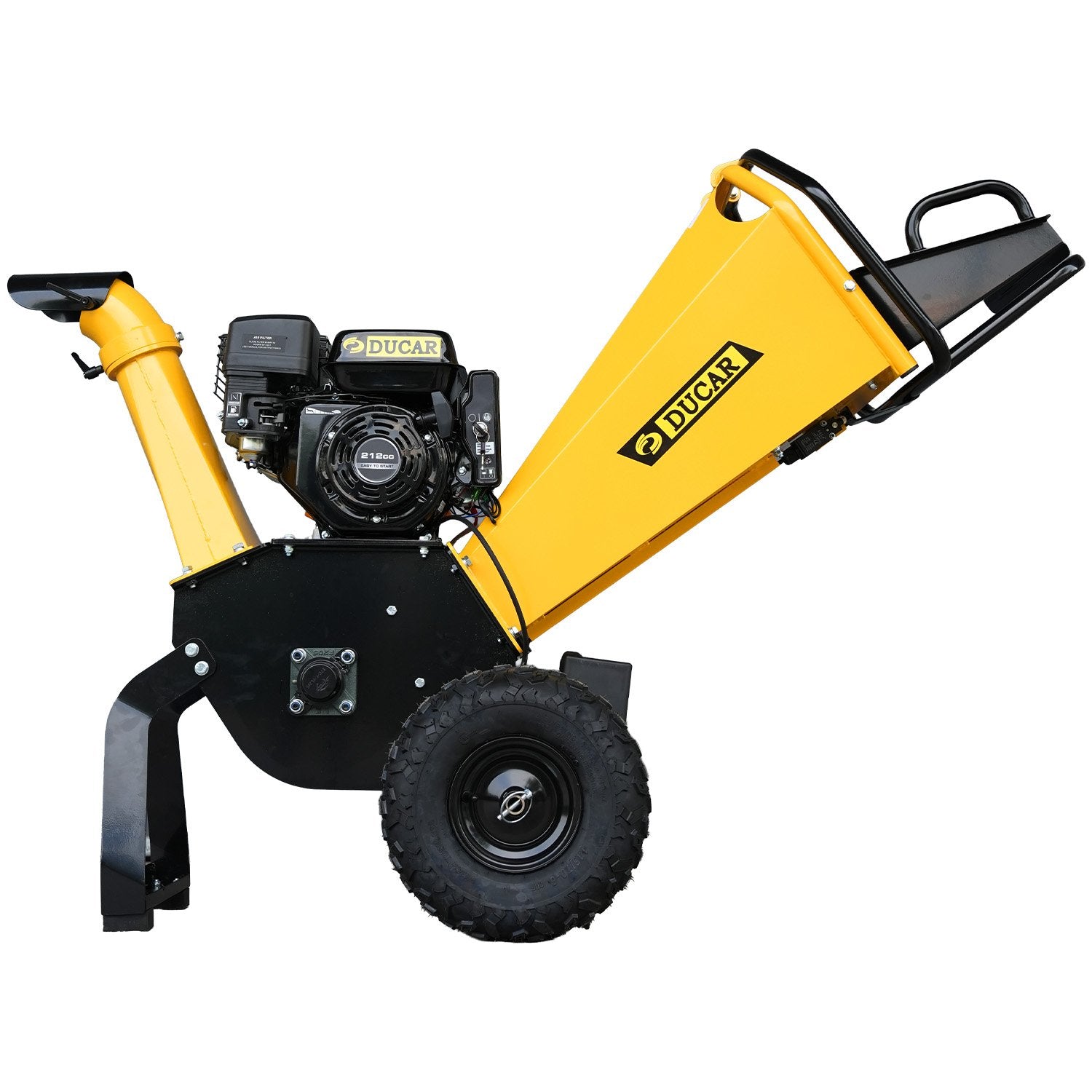 Ducar 70p 3600 Rpm Yellow Black Wood Chipper Shredder Mulcher Grinder Recoil & Electrical Starting System 100mm Capacity Ohv 4-stroke Engine 212cc Unleaded Petrol - Image 2