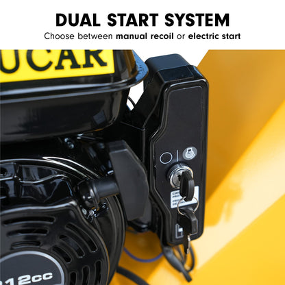 Ducar 70p 3600 Rpm Yellow Black Wood Chipper Shredder Mulcher Grinder Recoil & Electrical Starting System 100mm Capacity Ohv 4-stroke Engine 212cc Unleaded Petrol - Image 4