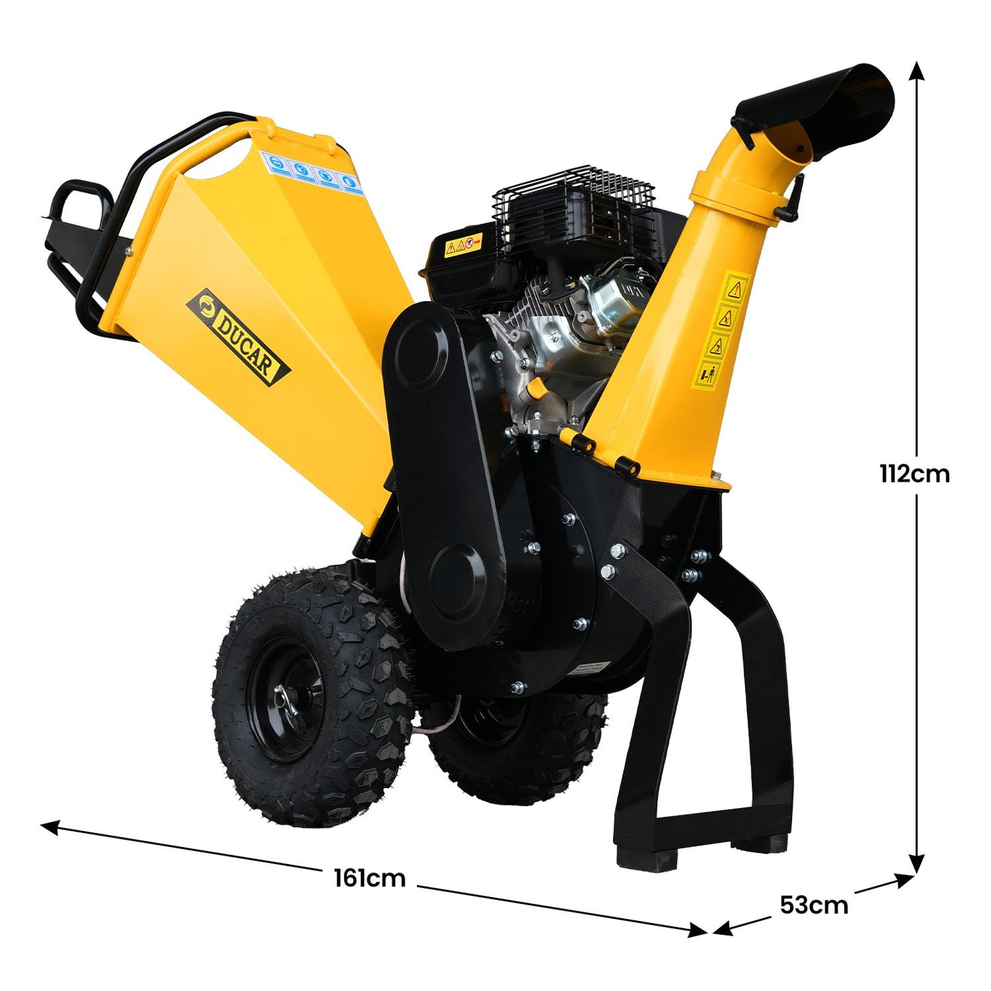 Ducar 70p 3600 Rpm Yellow Black Wood Chipper Shredder Mulcher Grinder Recoil & Electrical Starting System 100mm Capacity Ohv 4-stroke Engine 212cc Unleaded Petrol - Image 7