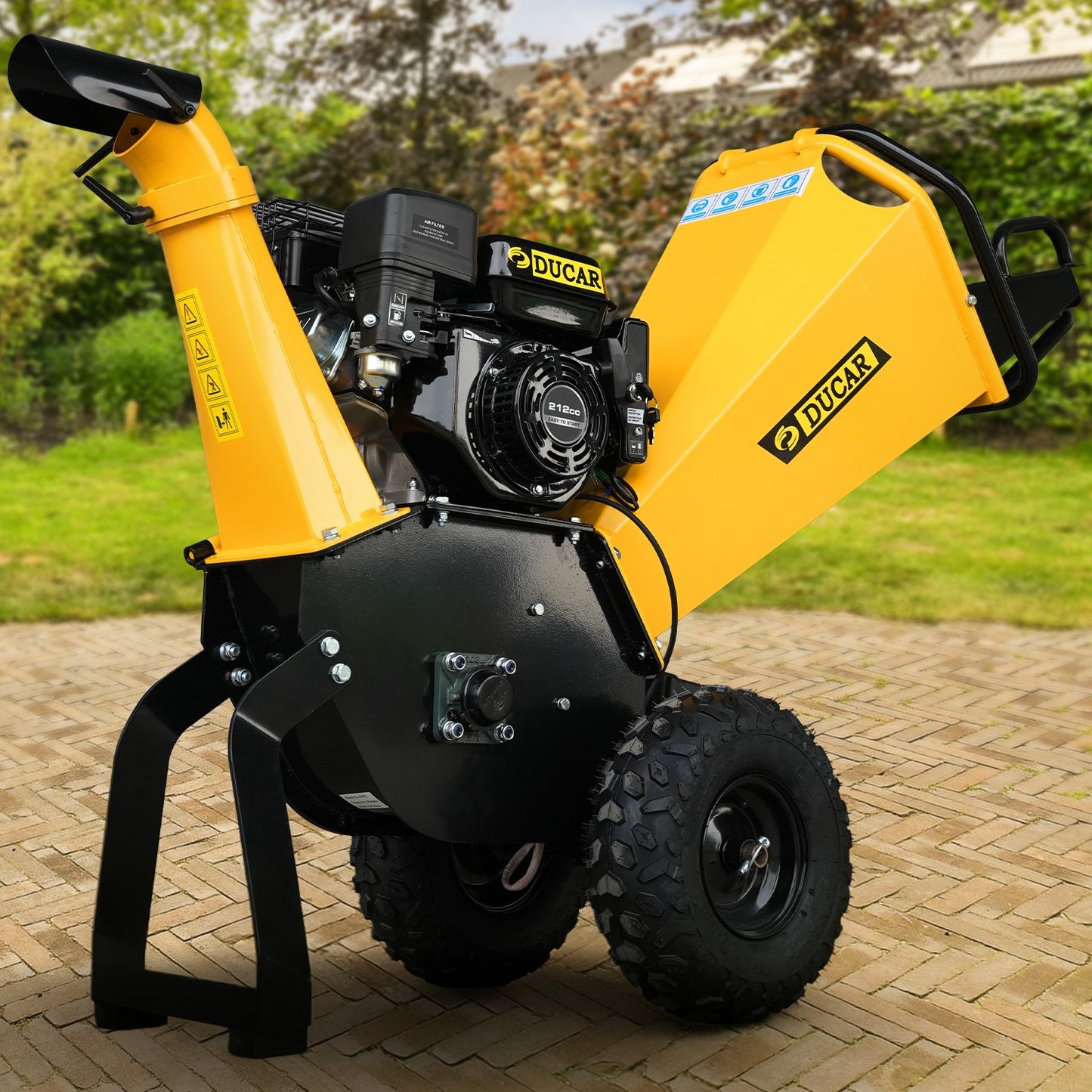 Ducar 70p 3600 Rpm Yellow Black Wood Chipper Shredder Mulcher Grinder Recoil & Electrical Starting System 100mm Capacity Ohv 4-stroke Engine 212cc Unleaded Petrol - Image 8